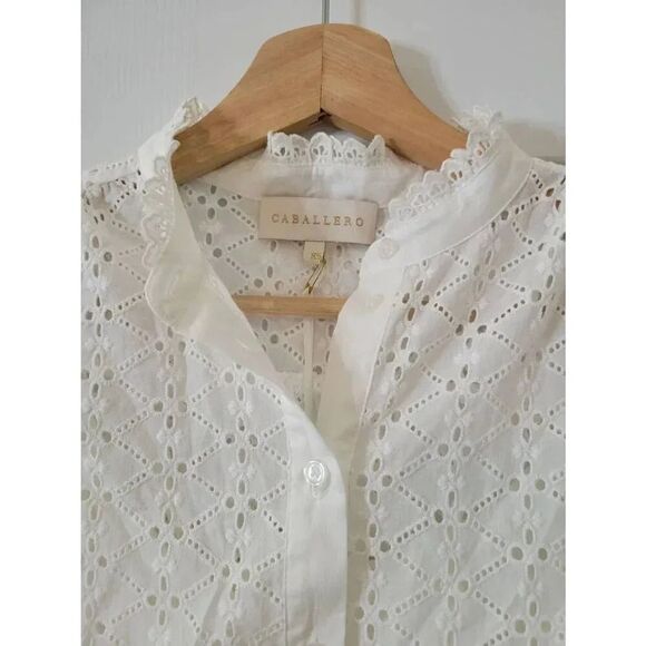 Caballero Eyelet Button Down Shirt Blouse XS NWT - Picture 5 of 8